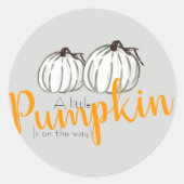 Herfst witte pompoen babyshower sticker (Voorkant)