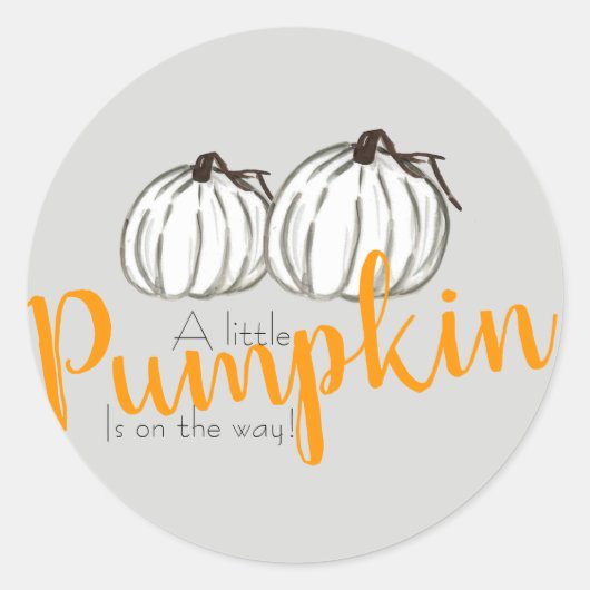 Herfst witte pompoen babyshower sticker (Voorkant)
