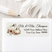 Herfst Witte Pompoen Bloem Burgundy Retouradres Etiket (Insitu)