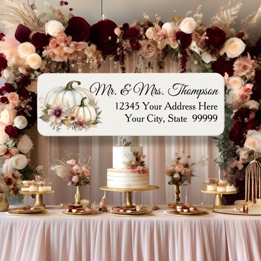 Herfst Witte Pompoen Bloemen Bourgogne Retour Adre Etiket