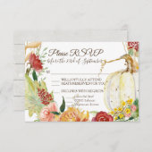 Herfst Witte Pompoen Bloemstuk Bourgondië Krans Br RSVP Kaartje (Voorkant / Achterkant)