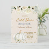 Herfst witte pompoen bruids doucheuitnodiging kaart (Staand voorkant)