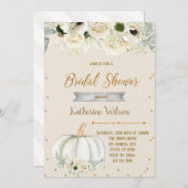 Herfst witte pompoen bruids doucheuitnodiging kaart (Voorkant / Achterkant)