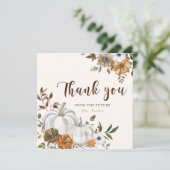 Herfst Witte Pompoen Bruidsdiner Bedankkaart (Staand voorkant)