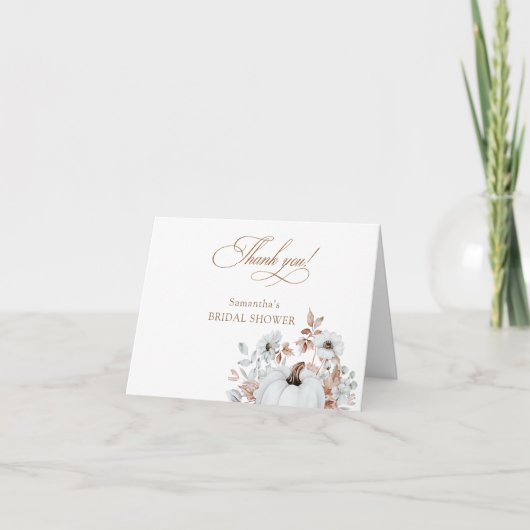 Herfst Witte Pompoen Bruiloft Feest Bedankkaart (Voorkant)