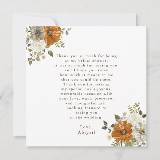 Herfst Witte Pompoen Bruiloftsontvangst Bedankkaart (Achterkant)