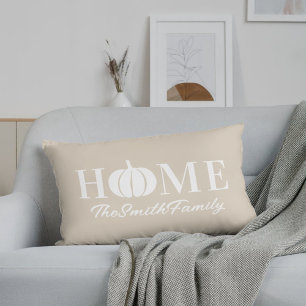 Herfst Witte Pompoen Familienaam Beige Kussen