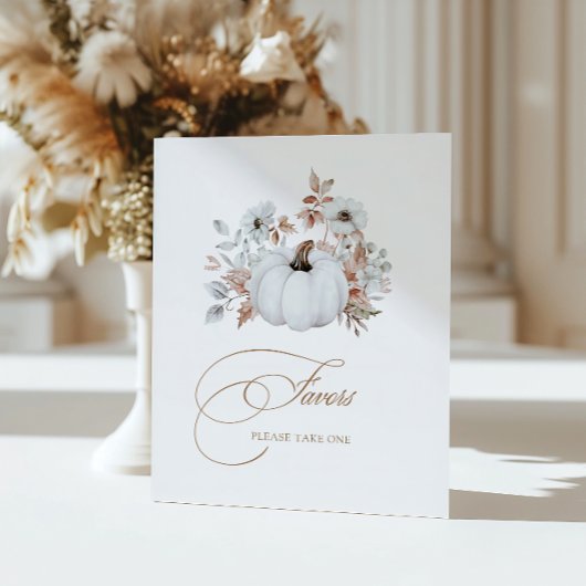 Herfst Witte Pompoen Favors Reclamebord Met Voetstuk