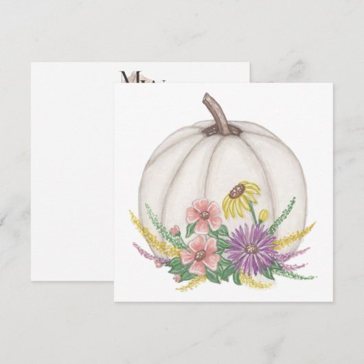 Herfst Witte Pompoen Feestdagenkaart (Voorkant / Achterkant)