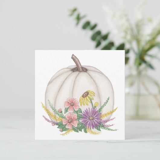 Herfst Witte Pompoen Feestdagenkaart (Staand voorkant)