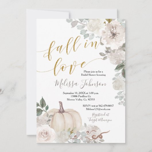 Herfst Witte Pompoen Herfst in Liefde uitnodiging (Voorkant)