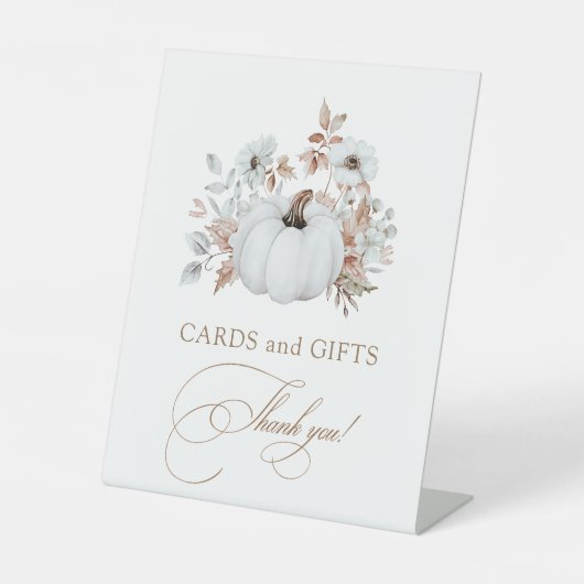 Herfst Witte Pompoen Kaarten en geschenken Reclamebord Met Voetstuk (Voorkant)
