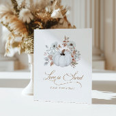 Herfst Witte Pompoen Liefde is lief Reclamebord Met Voetstuk