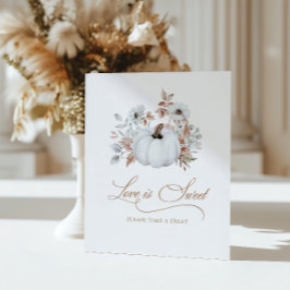 Herfst Witte Pompoen Liefde is lief Reclamebord Met Voetstuk