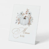 Herfst Witte Pompoen Mimosa Bar Reclamebord Met Voetstuk (Voorkant)