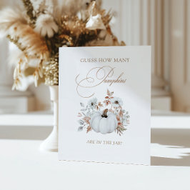 Herfst witte pompoen Raad eens hoeveel pompoenen Reclamebord Met Voetstuk