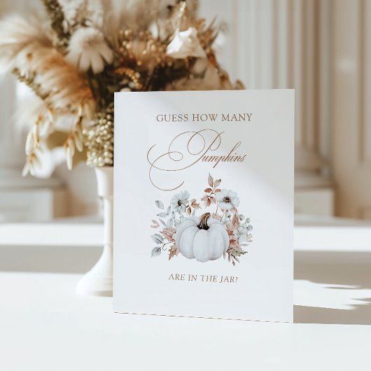 Herfst witte pompoen Raad eens hoeveel pompoenen Reclamebord Met Voetstuk