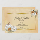 Herfst Witte Pompoen Roestige Trouwkaarten Save The Date (Voorkant / Achterkant)