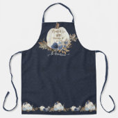 Herfst Witte Pompoen Rustieke bladeren Navy Blue F Schort (Voorkant)