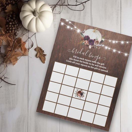 Herfst Witte Pompoen Verliefd Bingo Hout Notitieblok