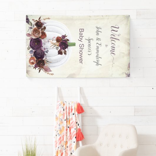 Herfst Witte Pompoen Welkomstbord Verticaal Spandoek (Insitu)