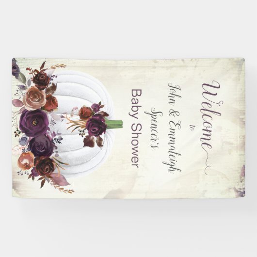 Herfst Witte Pompoen Welkomstbord Verticaal Spandoek (Horizontaal)