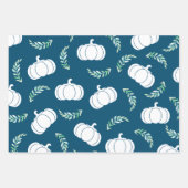 Herfst Witte Pompoenen & Groene Laurels Inpakpapier Vel (Voorkant 2)