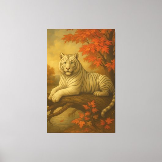 Herfst Witte Tijger – Fine Art Canvas Afdruk (Voorkant)