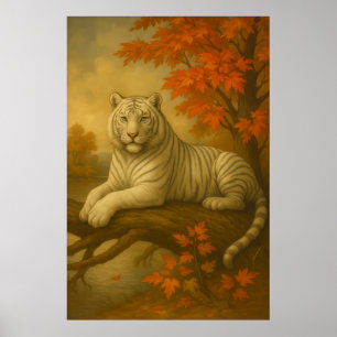 Herfst Witte Tijger – Fine Art Canvas Poster