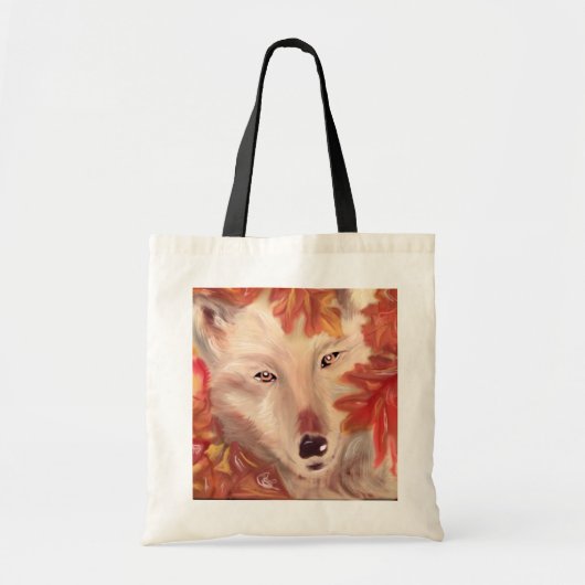 Herfst wolf canvas tas (Voorkant)