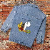 Herfst Wolf Huilende Maan Zwart Denim Jacket