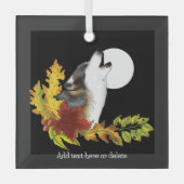 Herfst Wolf Huilende Maan Zwart Glas Ornament (Voorkant)