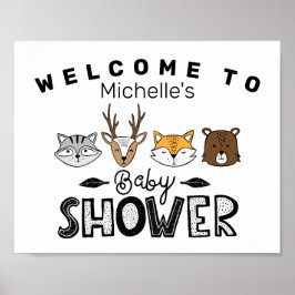 Herfst Woodland Animal Shower Welkomstbord Poster