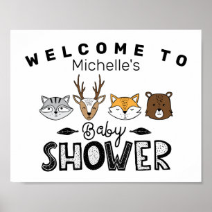 Herfst Woodland Animal Shower Welkomstbord Poster