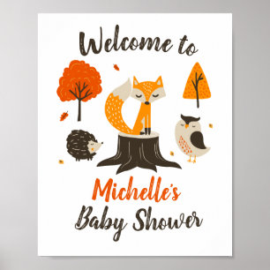 Herfst Woodland Animal Shower Welkomstbord Poster