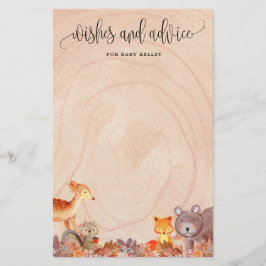 Herfst Woodland Animals Baby shower Advice Card