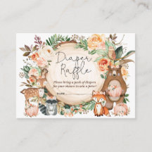 Herfst Woodland Animals Baby shower Diaper Raffle