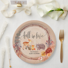 Herfst Woodland Animals Baby shower Favor Papieren Bordje
