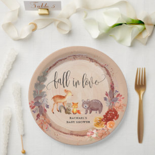 Herfst Woodland Animals Baby shower Favor Papieren Bordje