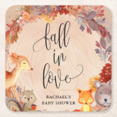 Herfst Woodland Animals Baby shower gepersonalisee Kartonnen Onderzetters (Voorkant)