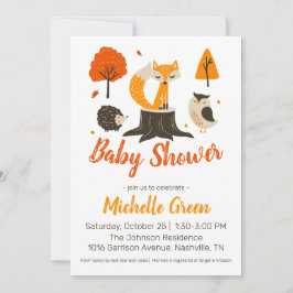 Herfst Woodland Animals Baby shower Invitation Kaart