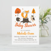 Herfst Woodland Animals Baby shower Invitation Kaart (Staand voorkant)