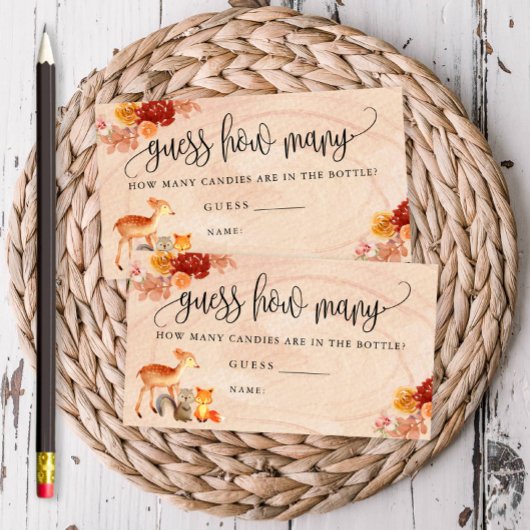 Herfst Woodland Animals raden hoeveel spel Kaart Visitekaartje