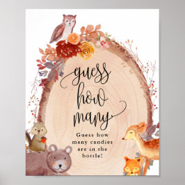Herfst Woodland Animals raden hoeveel spelbreker Poster