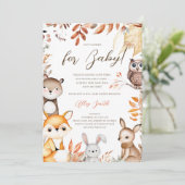 Herfst Woodland Animals Rustic Autumn Baby shower Kaart (Staand voorkant)