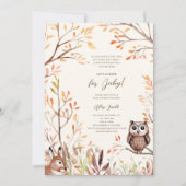 Herfst Woodland Animals Rustic Owl Baby shower Kaart (Voorkant)