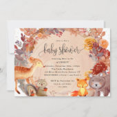 Herfst Woodland Animals, Rustisch Baby shower Kaart (Voorkant)