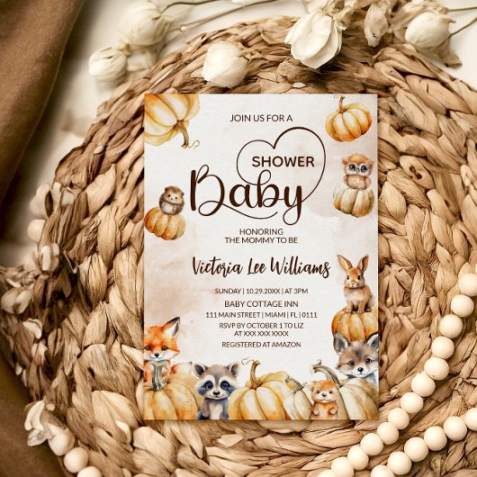 Herfst Woodland Baby shower Kaart