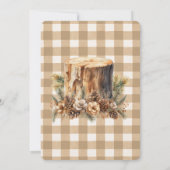 Herfst Woodland Botanical Brown Gingham Thanksgivi Kaart (Achterkant)