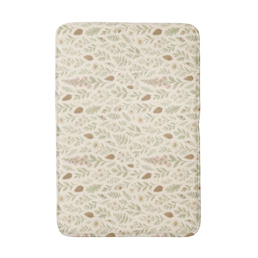 Herfst Woodland Botanical Pattern | Herfstdromen Badmat (Voorkant Verticaal)